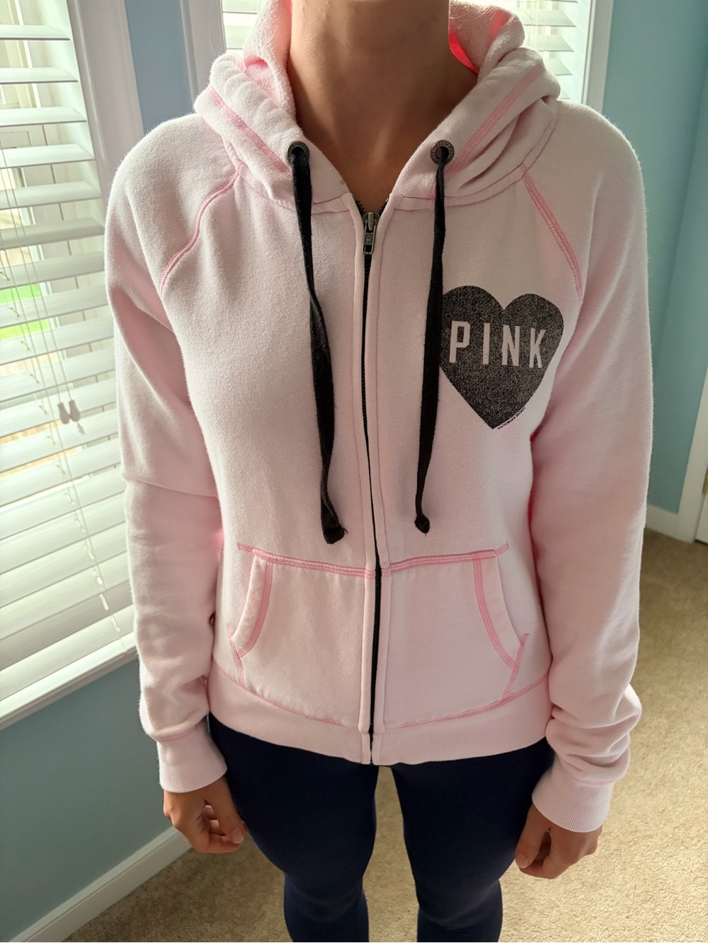 August 2012 Pink by Victoria’s Secret Baby Pink Full Zip Hoodie Size Small